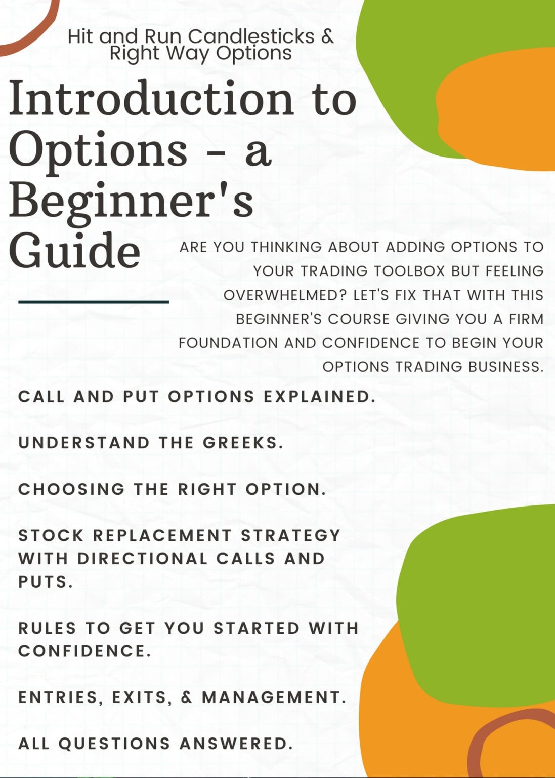 Introduction to Options Class Members Hit & Run Candlesticks