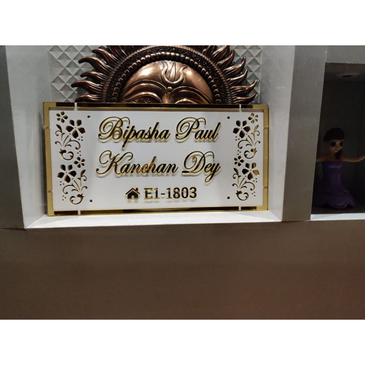Golden Acrylic Embossed Letters Customized House Name