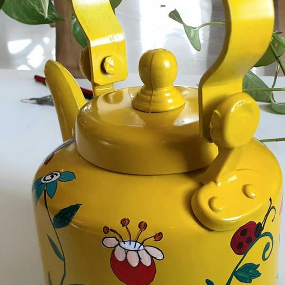 Colourful and Handpainted Kettle Unique Gift Op
