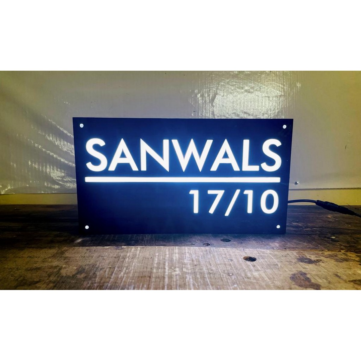 Acrylic Home LED Name Plate Cool White Leds