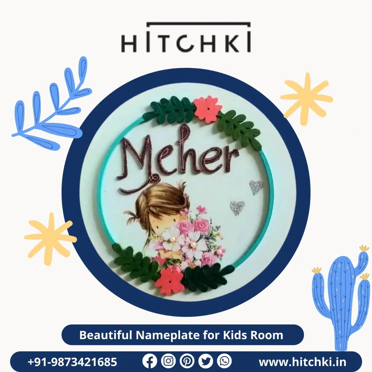 Colorful ThemeBased Name Plates For Kids HITCHKI