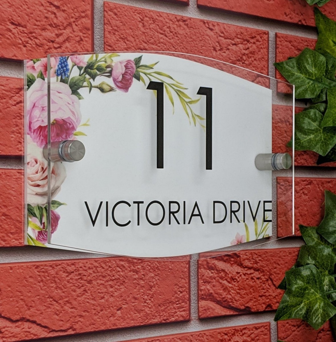 Buy Floral Printed Acrylic House Name Plate Design HITCHKI