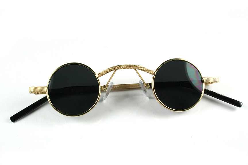 round gold metal sunglasses retro Victorian Goth Steampunk polarized lens Hi Tek Alexander Hi
