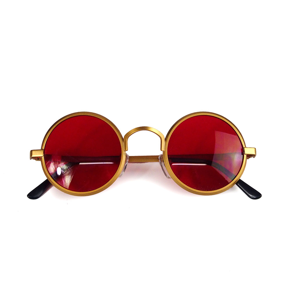 round sunglasses gold metal frame red lens Hi Tek Hi Tek store