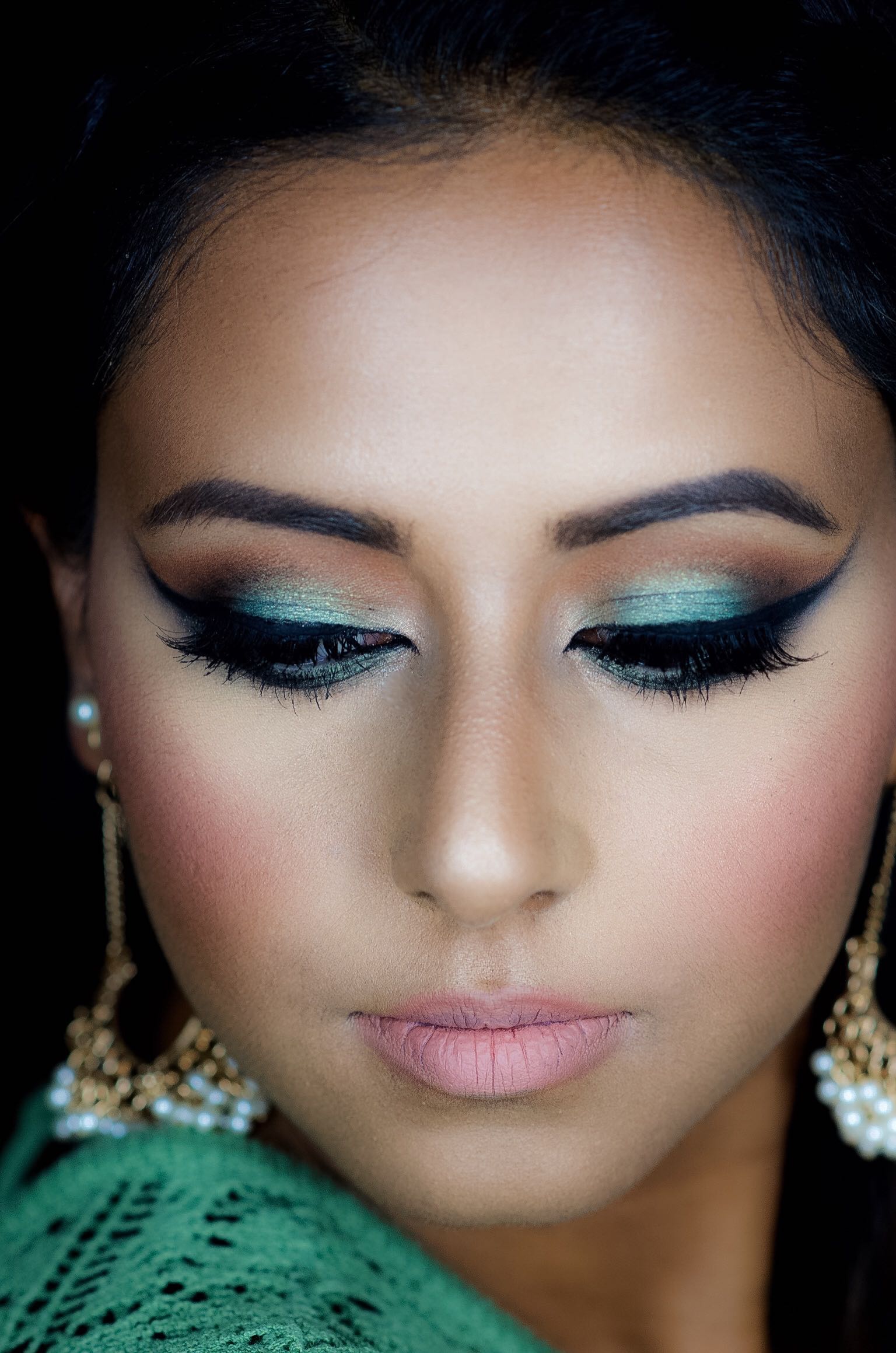 Green & Emerald Eye look Indian Bridal Makeup Boston
