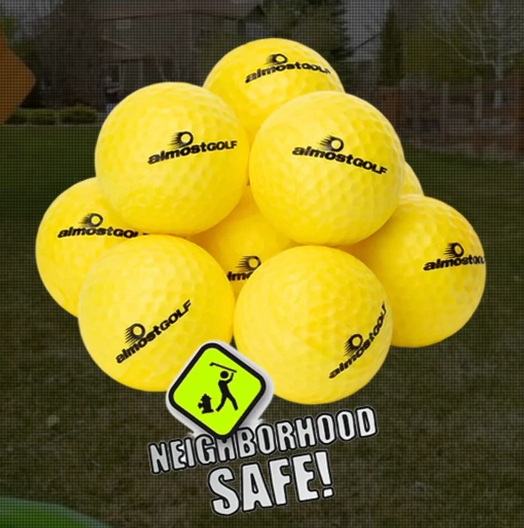 AlmostGolf Limited Flight Practice Foam Golf Balls, HiVis Yellow Hit