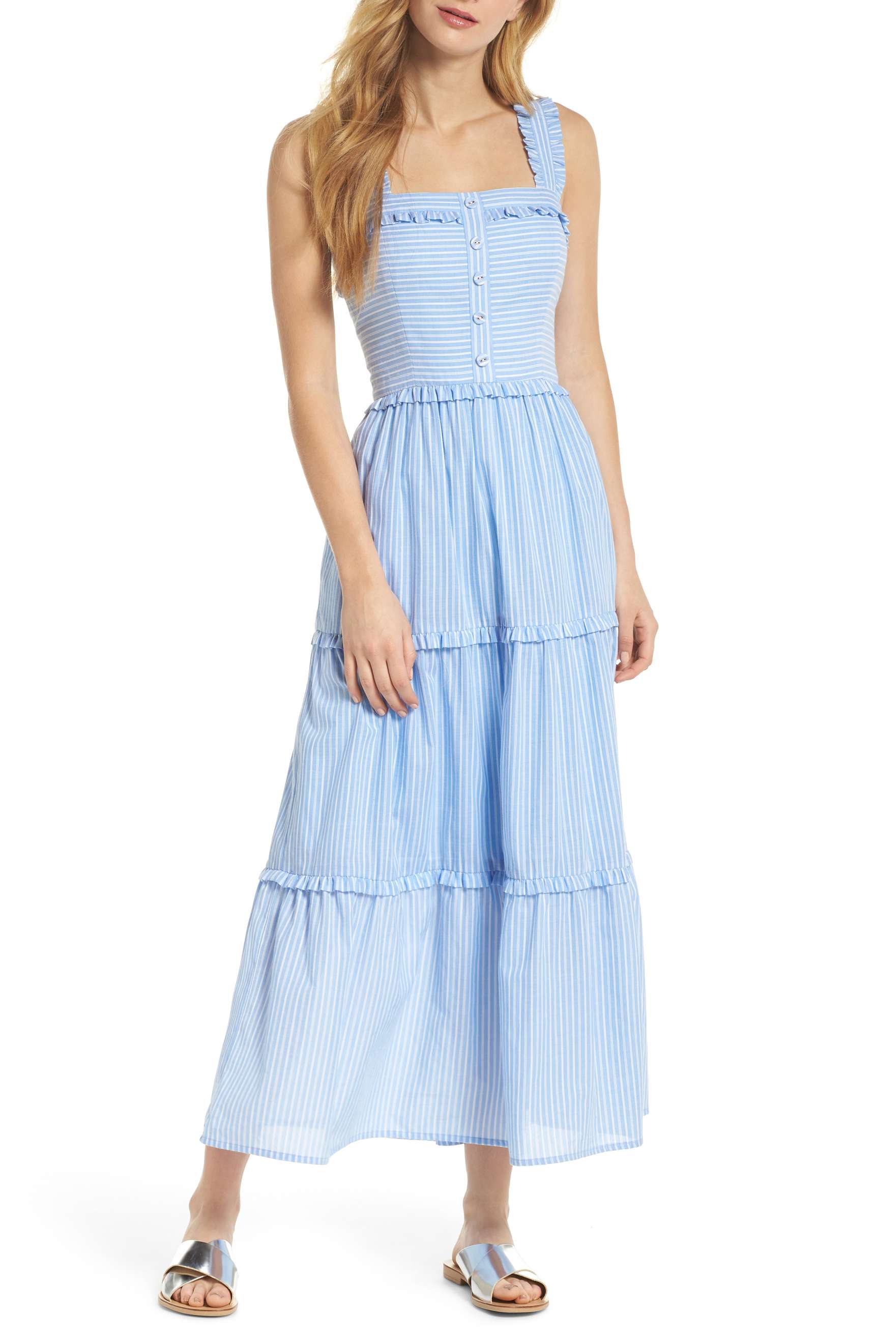 Playful Blue Striped Dresses The Gem