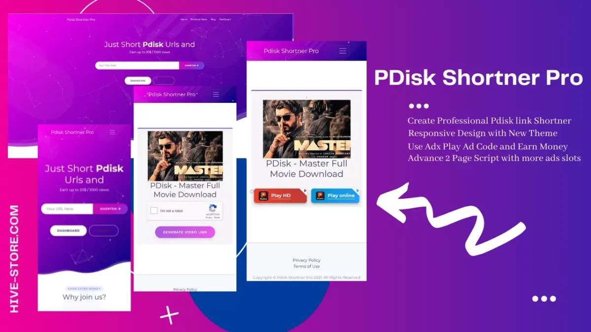 PDisk Shortner Pro Professional PDisk Link Shortner site Script Hive Store