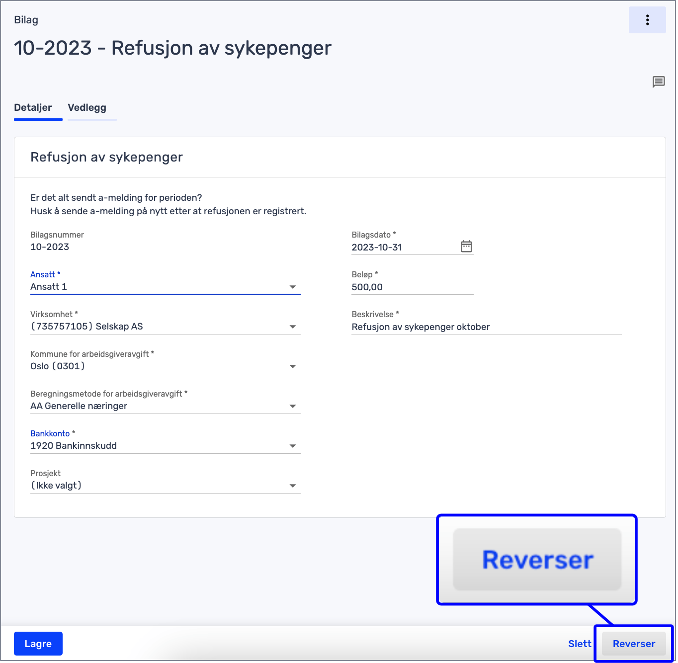 Hvordan korrigerer (reverserer) jeg refusjon av sykepenger? Tripletex