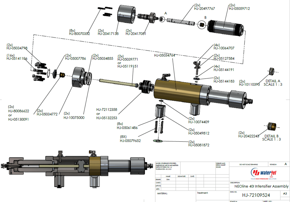 HYDRAULIC CYLINDER HEAD Part 05034772 HJ Waterjet Parts