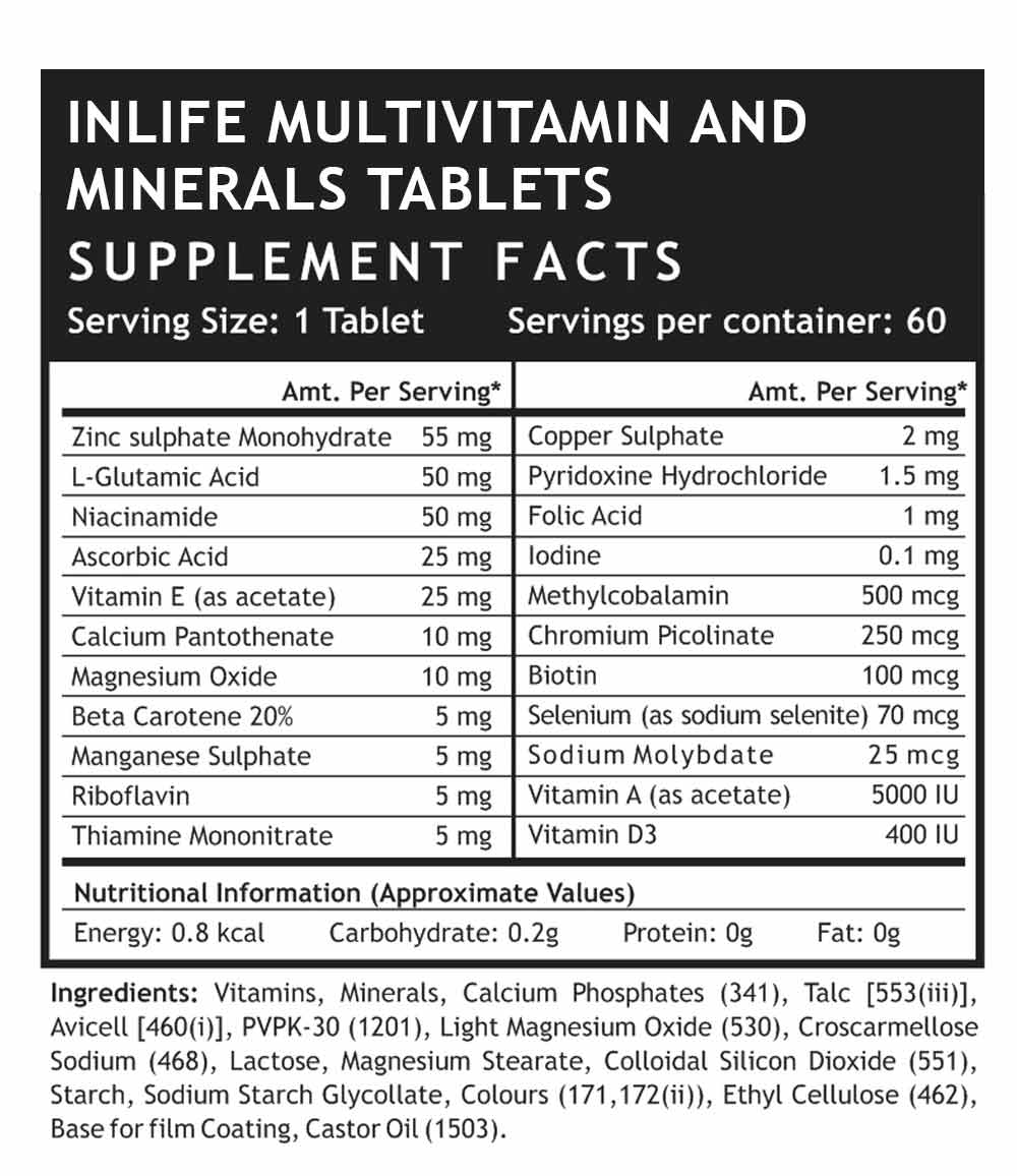 INLIFE Multivitamin & Minerals 60 tablet(s) online in India