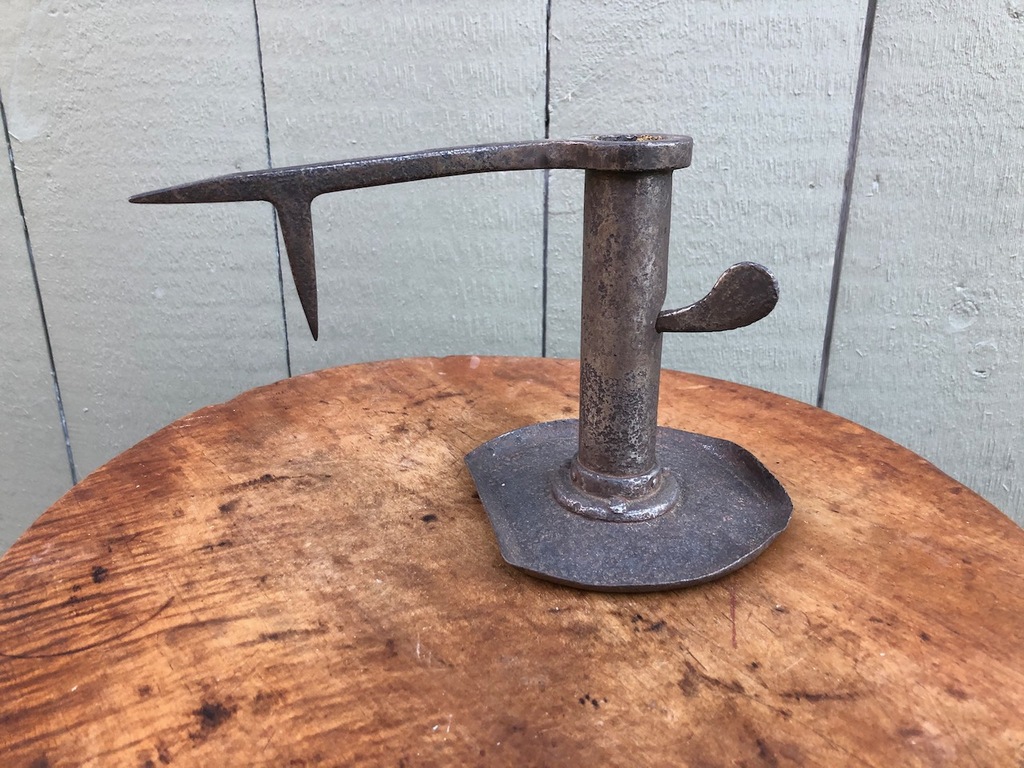 ADJUSTABLE IRON CANDLE HOLDER ca1800 H & L Antiques