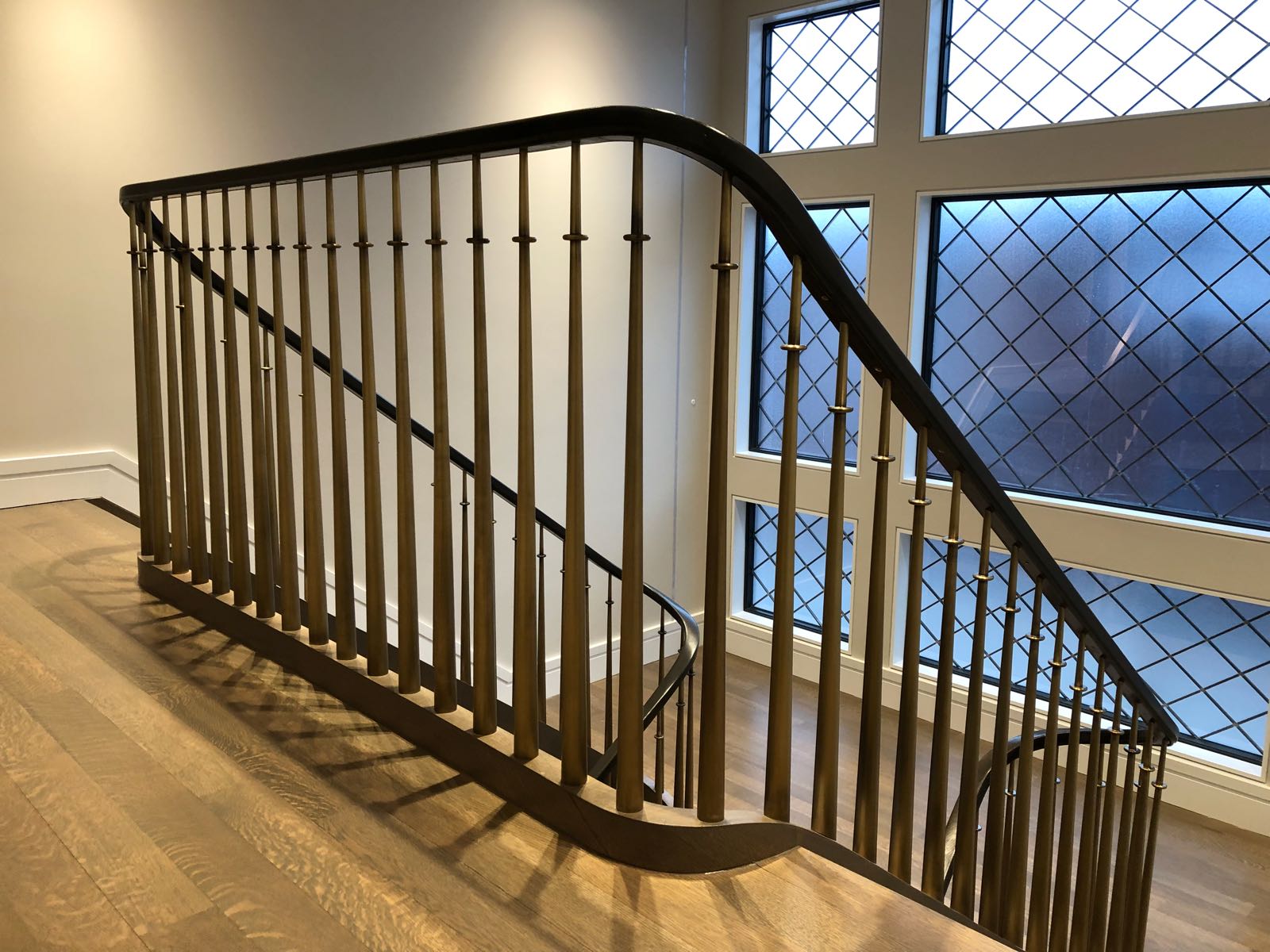 HMH Architectural Metal and Glass Brass spindles railing