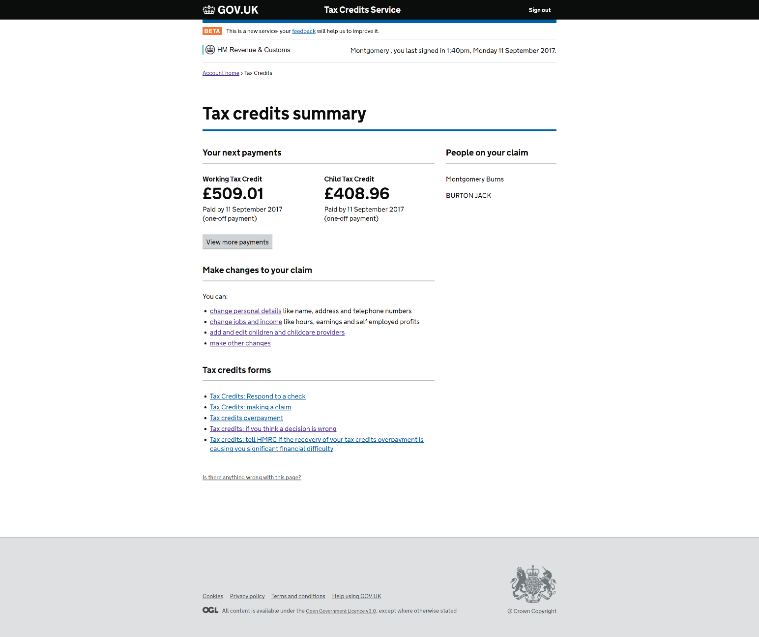 Parents, adoptive parents and guardians are eligible for the payments too. Tax Credit Payments Screenshots