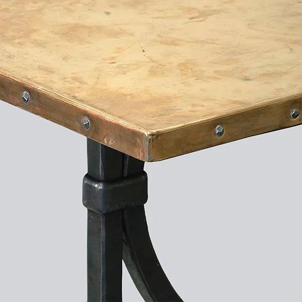 A918 Hammered Copper Top Iron Table Heritage Metalworks
