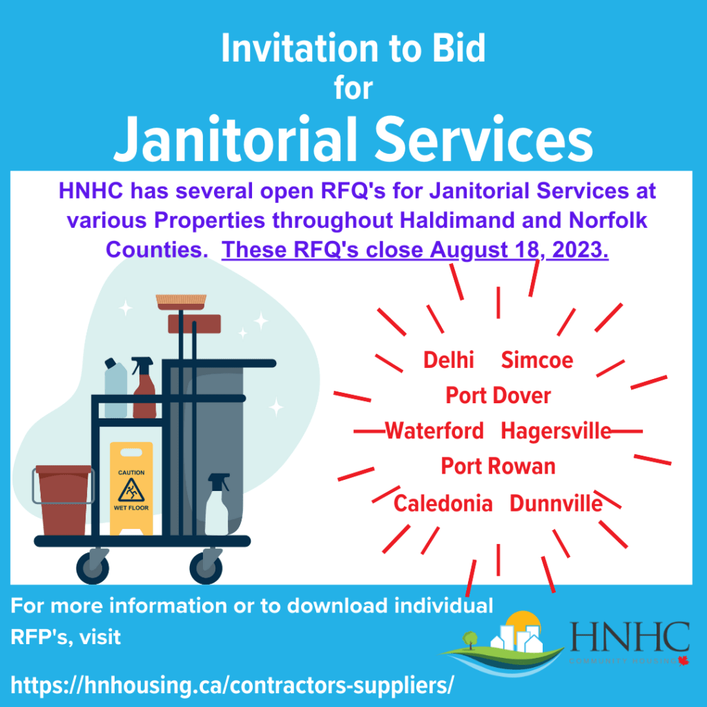 Invitation to Bid for Janitorial Services various apartment buildings in HNHC portfolio, RFQs