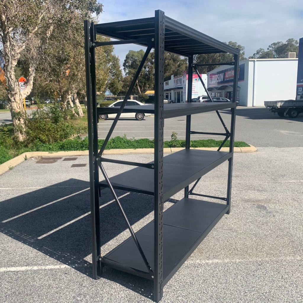 2M X 0.8M X 2M 800 KG Heavy Duty Steel Shelving Black Hobbs Displays