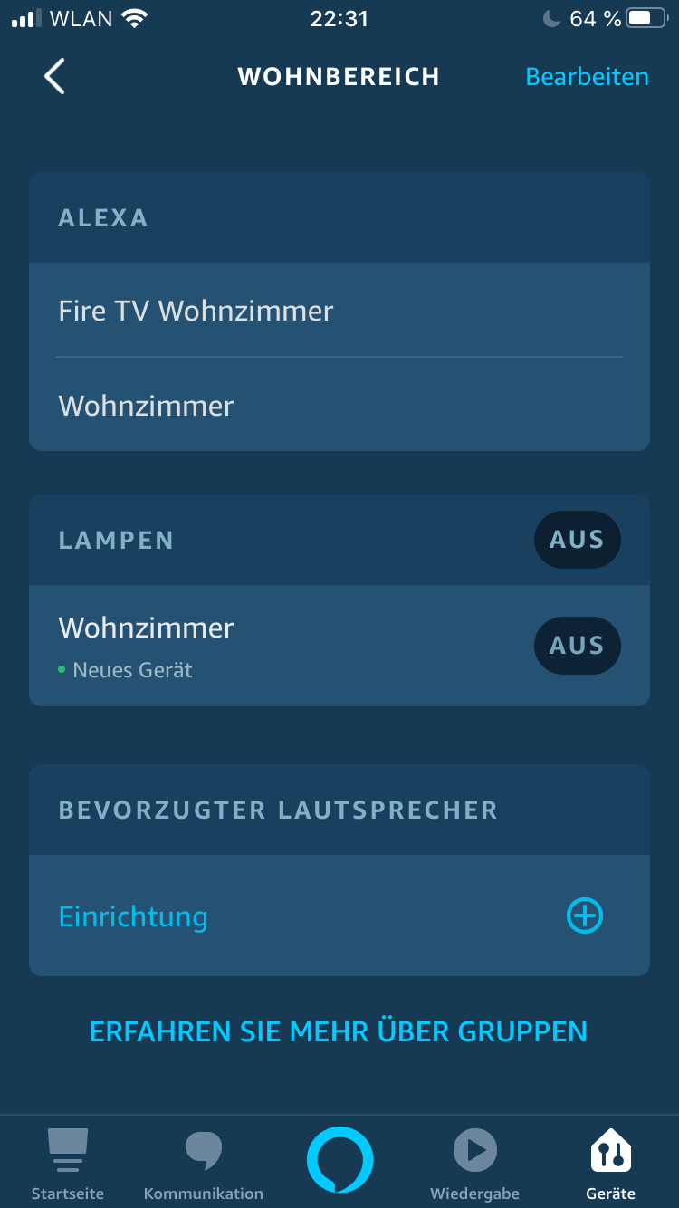 Raumbezogene Lichtsteuerung mit Alexa Hobbyblogging