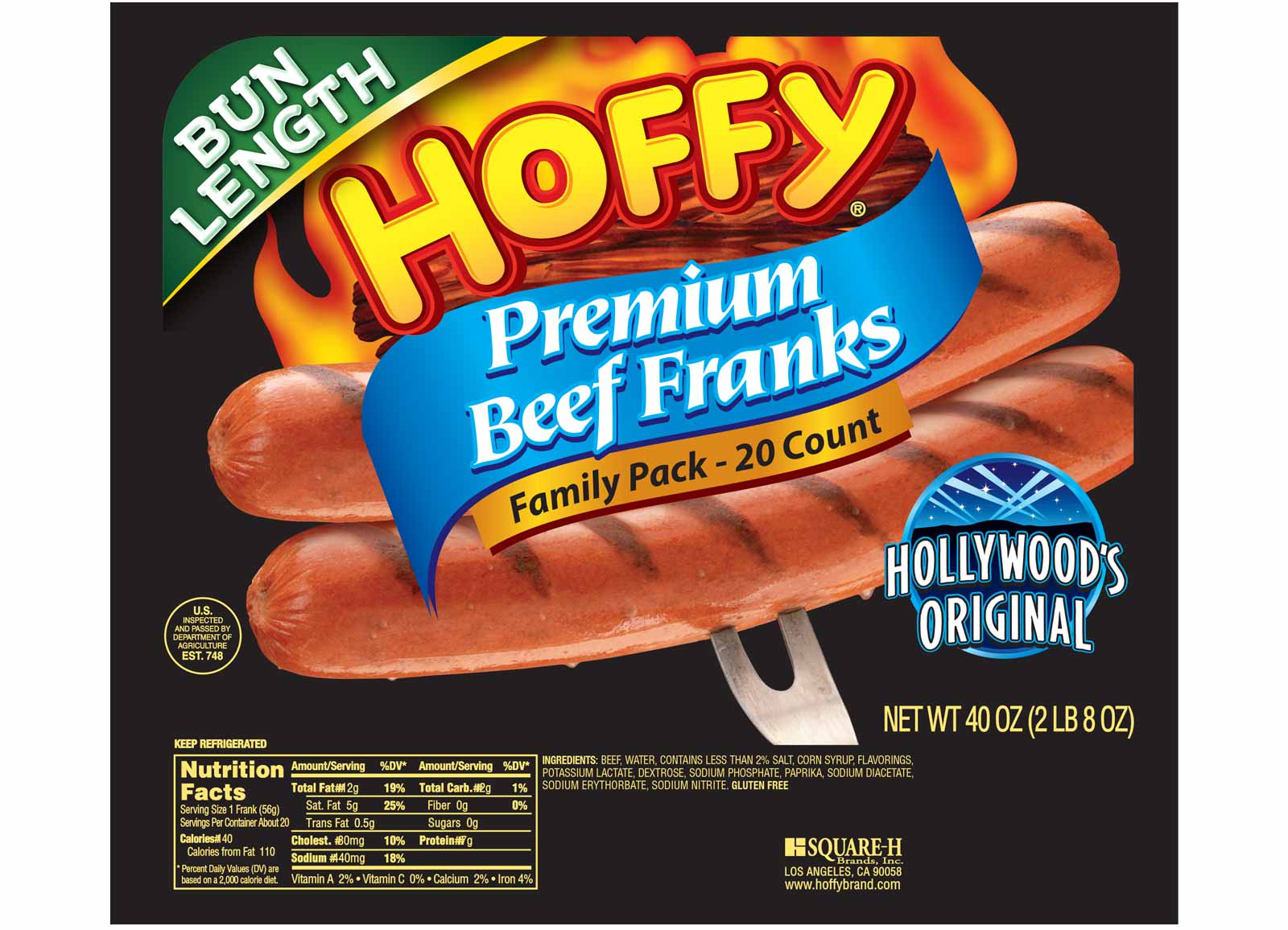 Bun Length Premium Beef Franks Family Pack Hoffy Products