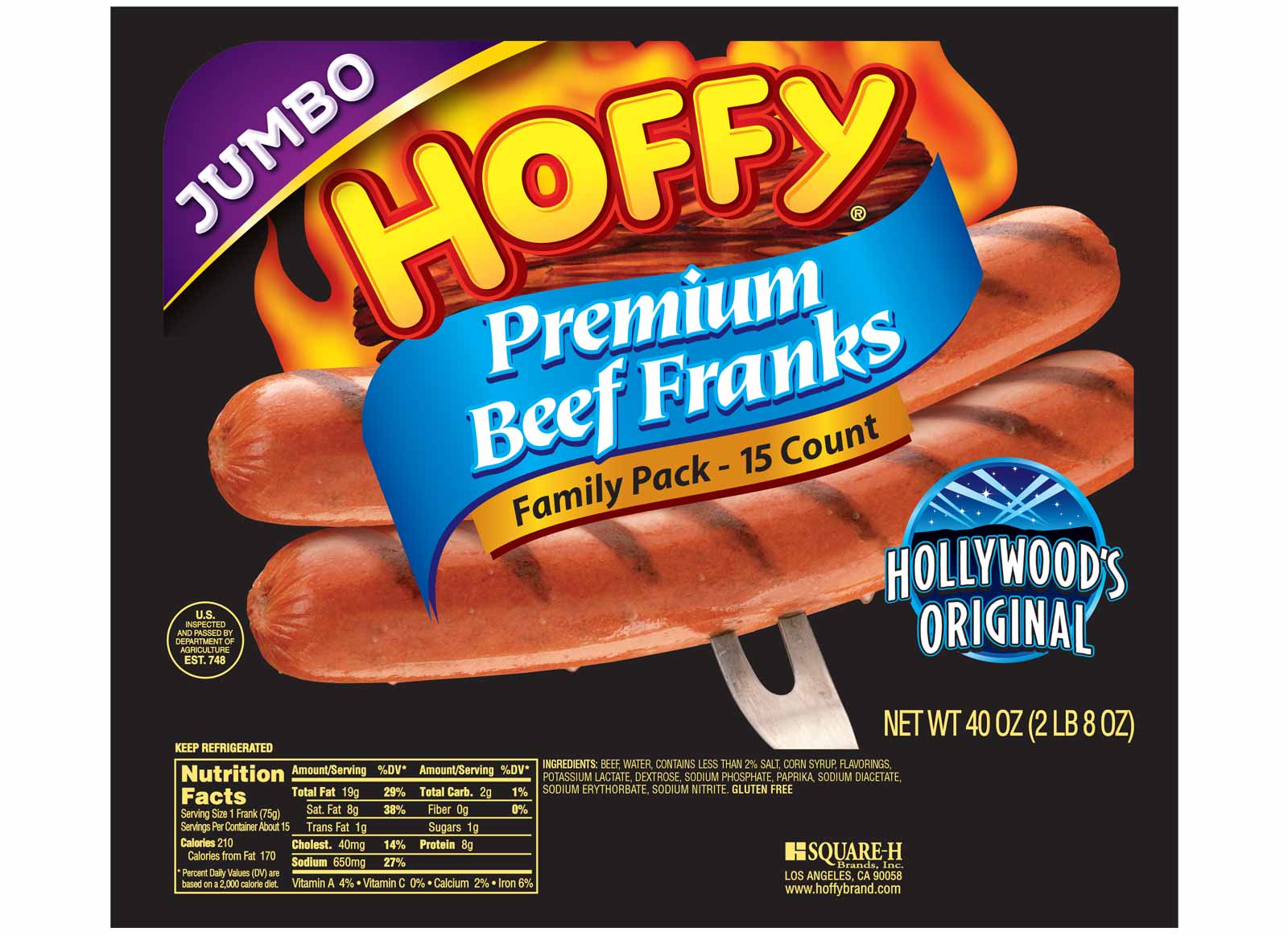 Jumbo Premium Beef Franks Family Pack Hoffy Products