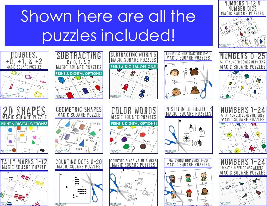 Handson Kindergarten Math Puzzles HoJo's Teaching Adventures, LLC
