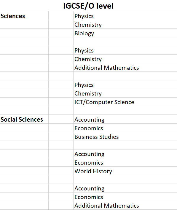IGSCE Subject Combination House Of Juniors