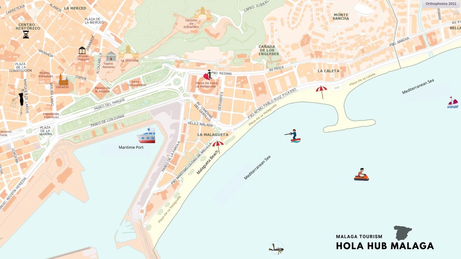 A map of Andalucía Spain and a central Malaga map Hola Hub Malaga
