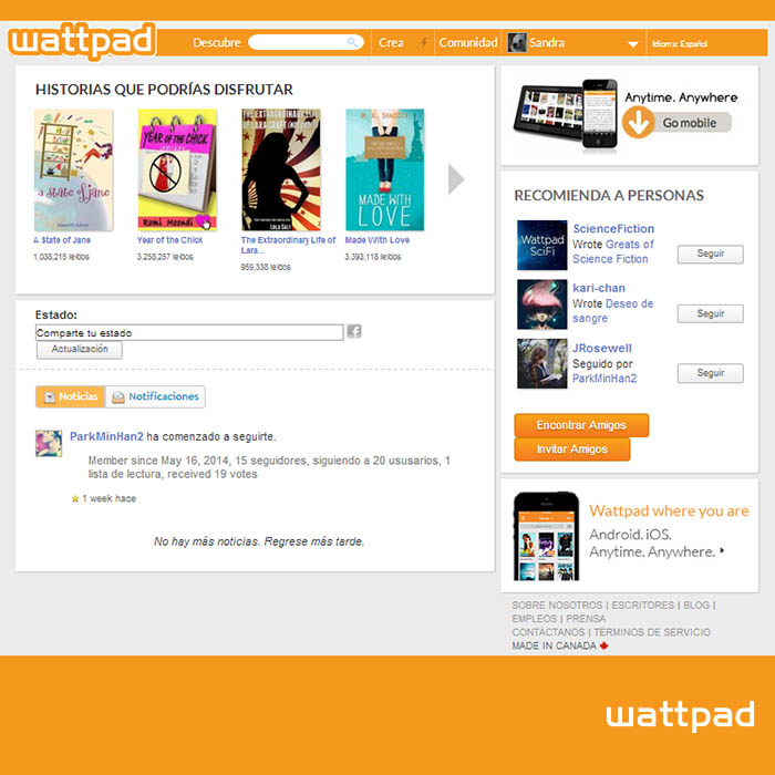 El sitio de la semana Wattpad Hola Telcel