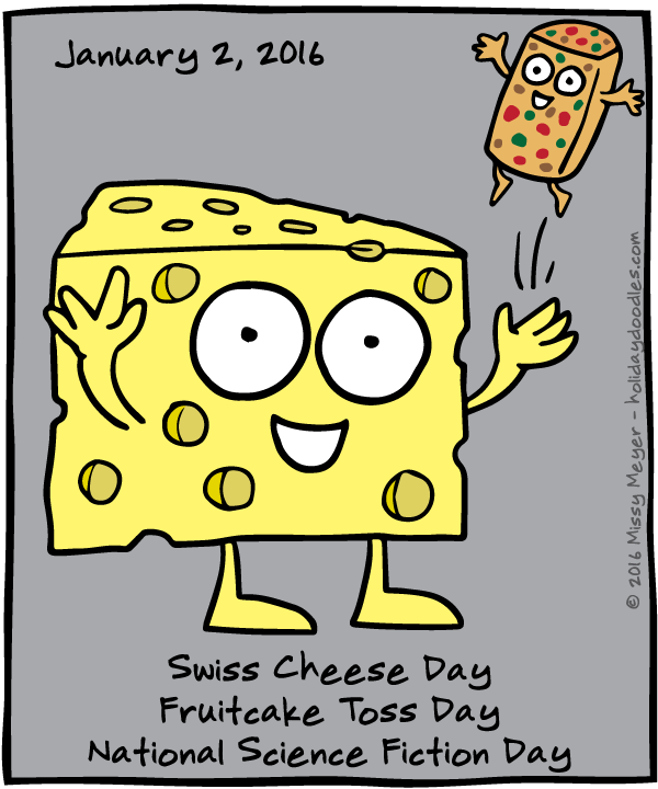 January 2, 2016 Swiss Cheese Day; Fruitcake Toss Day; National Science