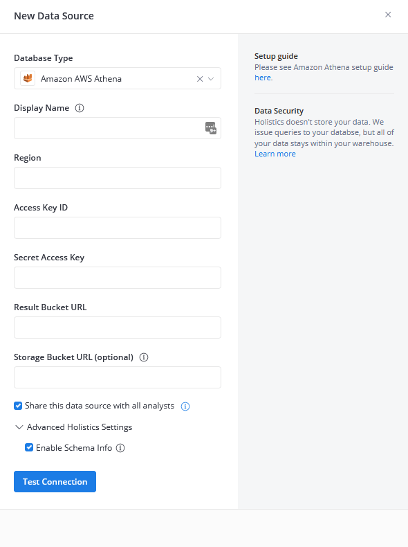 Connect to Amazon Athena Holistics Docs (4.0)