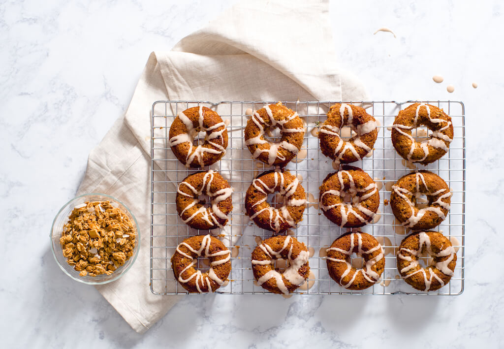 Baked Applesauce Cake Donuts with CinnamonVanilla Glaze Holley Grainger