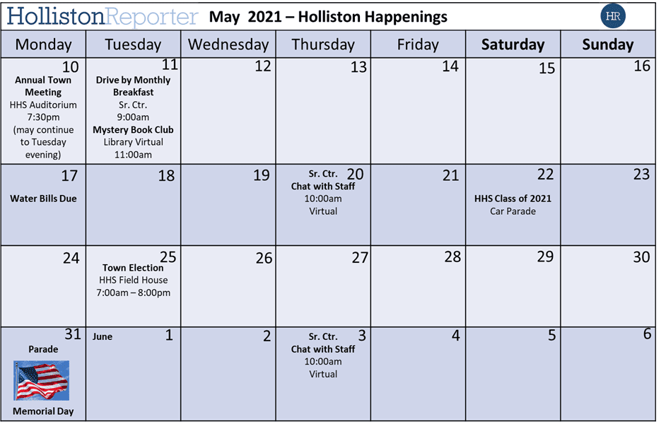 Holliston Happenings Week of May 10, 2021 Holliston Reporter