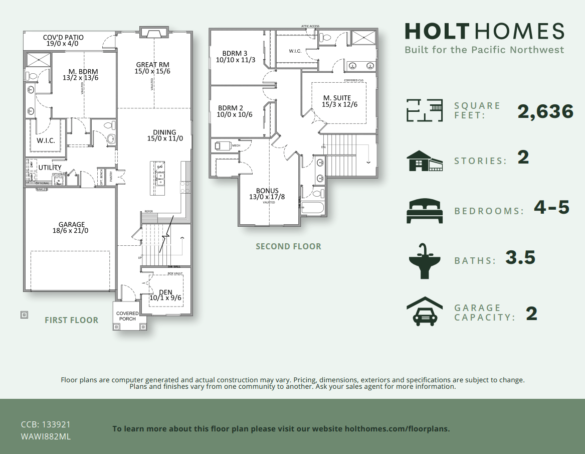 Floor Plans The 2636 Holt Homes