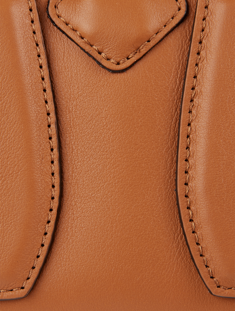 LONGCHAMP XS Roseau Leather Top Handle Bag With Acetate Chain Holt