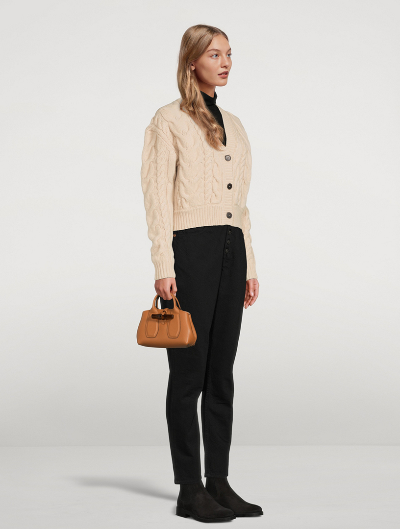 LONGCHAMP XS Roseau Leather Top Handle Bag With Acetate Chain Holt