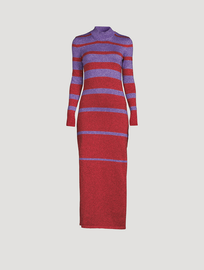 RABANNE Lurex Striped Long Dress Holt Renfrew