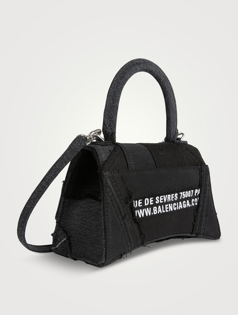 BALENCIAGA Small Hourglass Patchwork Denim Top Handle Bag Holt Renfrew