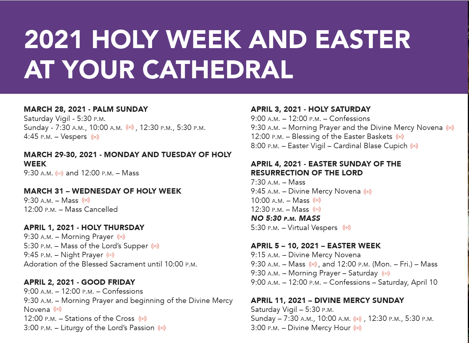 Holy Week Schedule Image Holy Name Cathedral Parish Holy Name