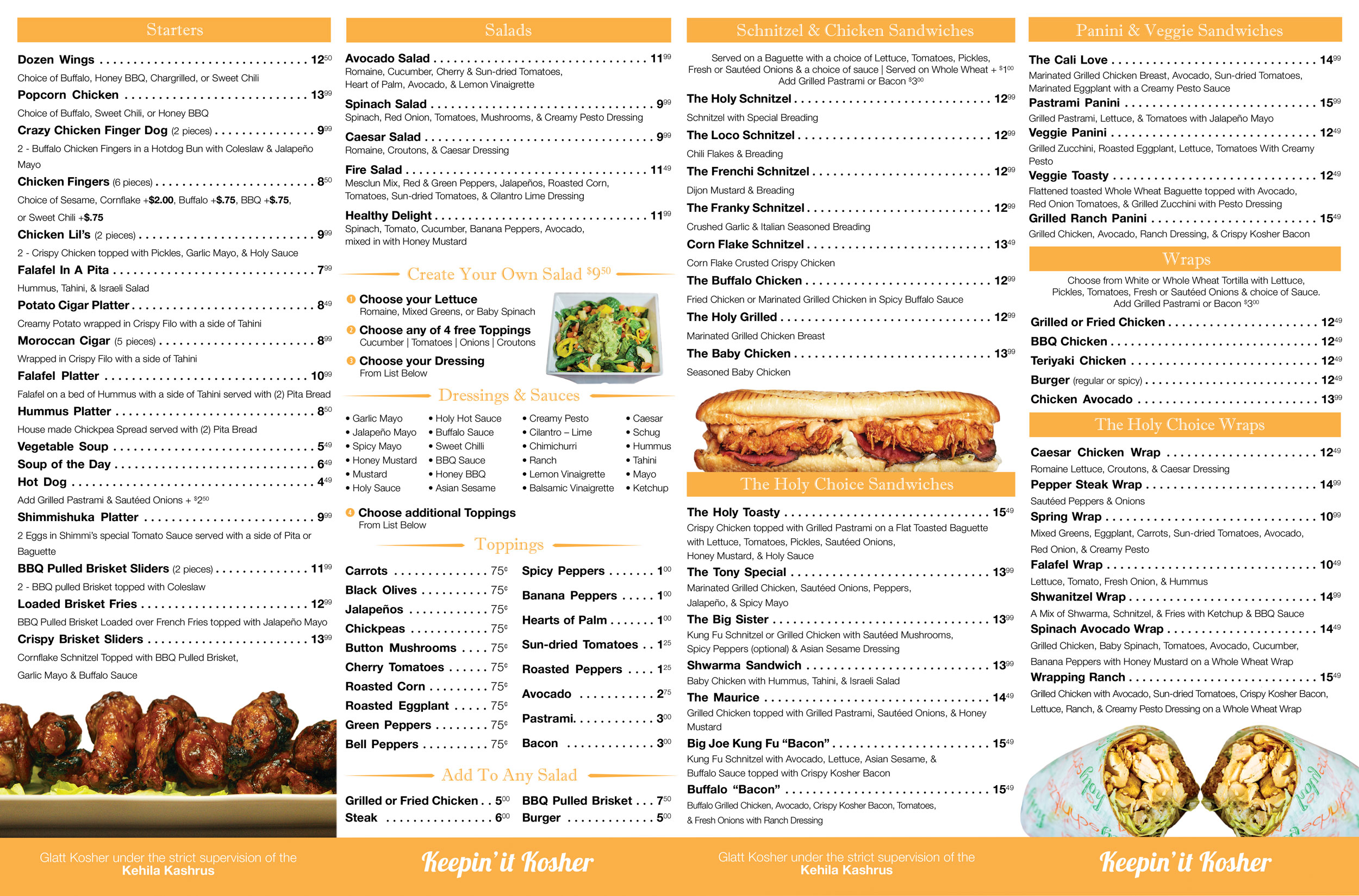 Sheepshead Bay, NY Menu HOLY SCHNITZEL 1 Franchised Kosher Restaurant