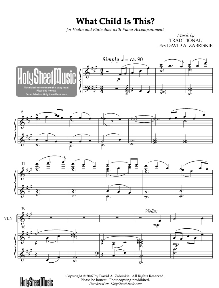 What Child is This? (Violin, Native American Flute, Piano Zabriskie