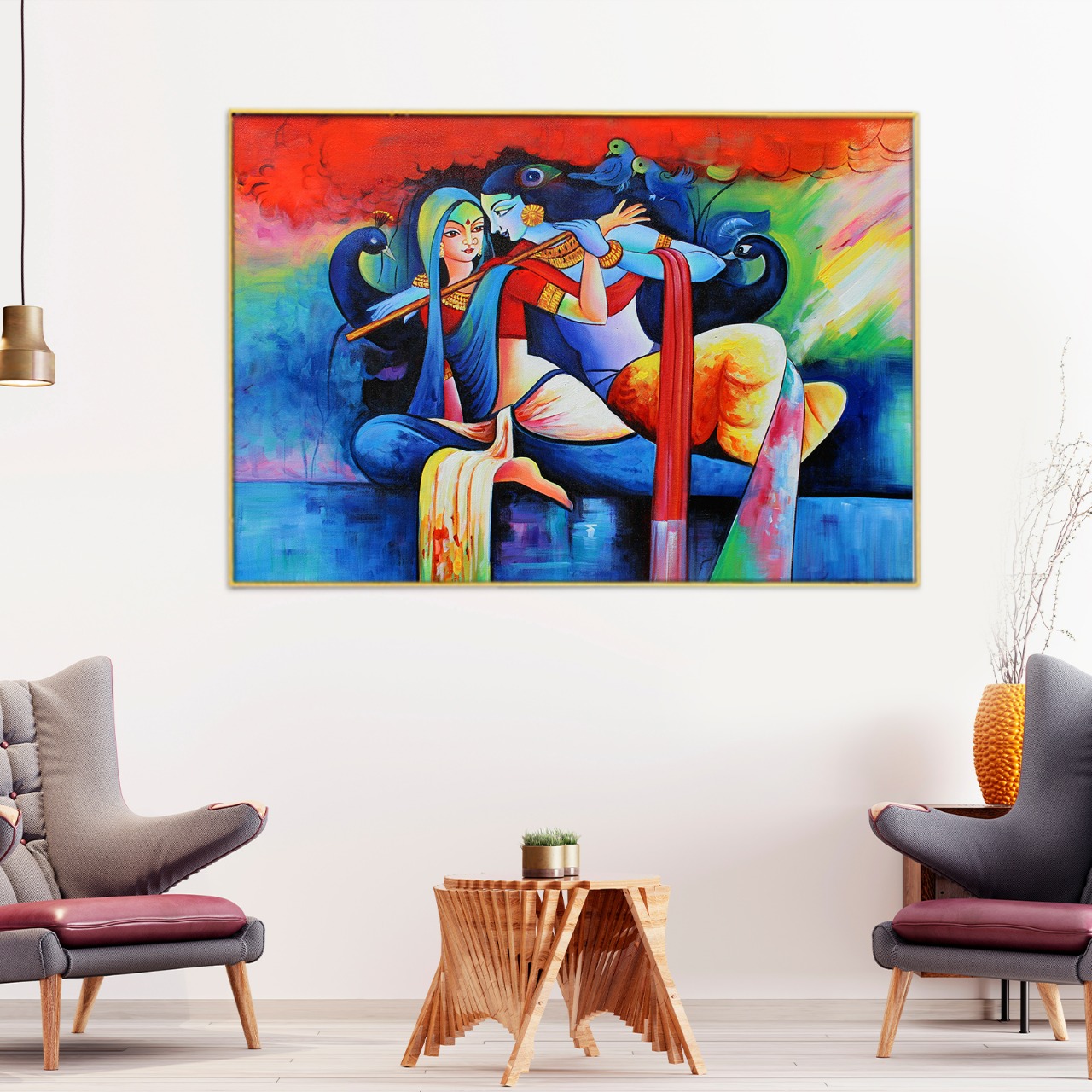 Radha Krishna Abstract Canvas Painting God Paintings CollectionHoMafy