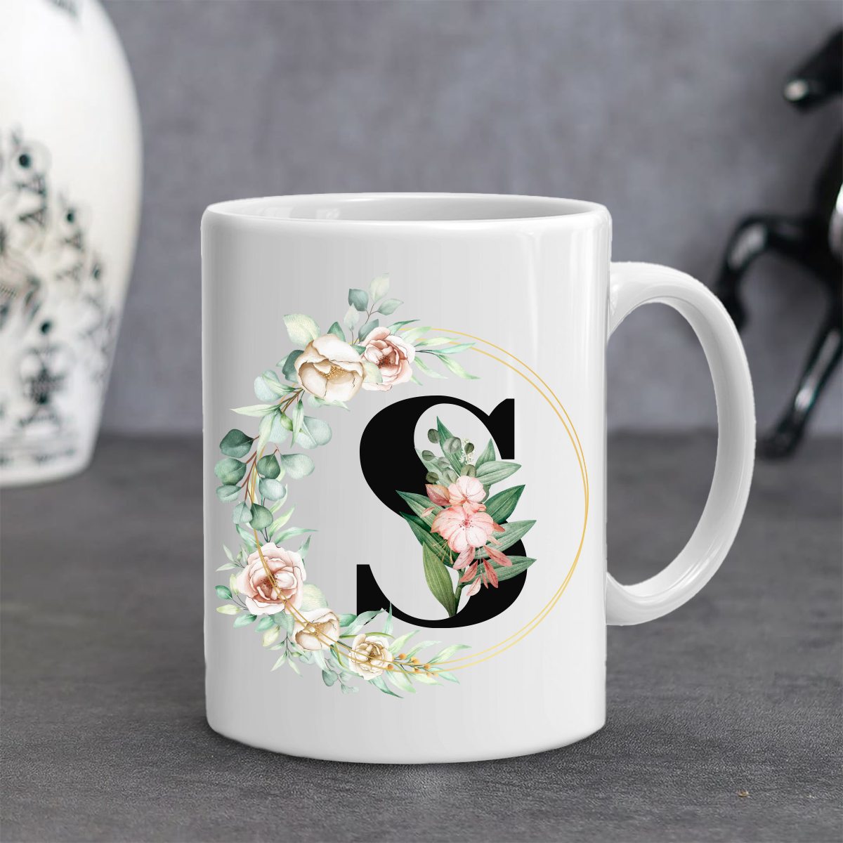 Customized Alphabet Mugs Customized Mugs Initial Mugs Monogram Cups