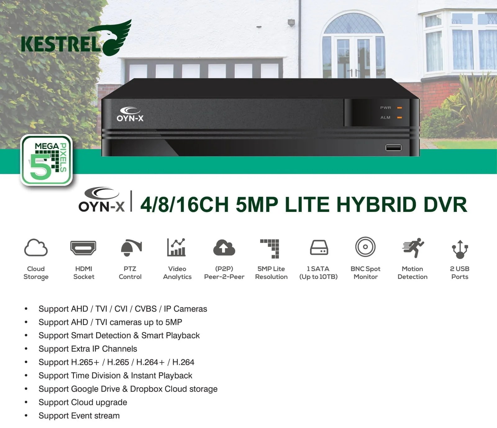 OYNX KESTREL CCTV DVR 4In1 5MP 8 Channel DVR