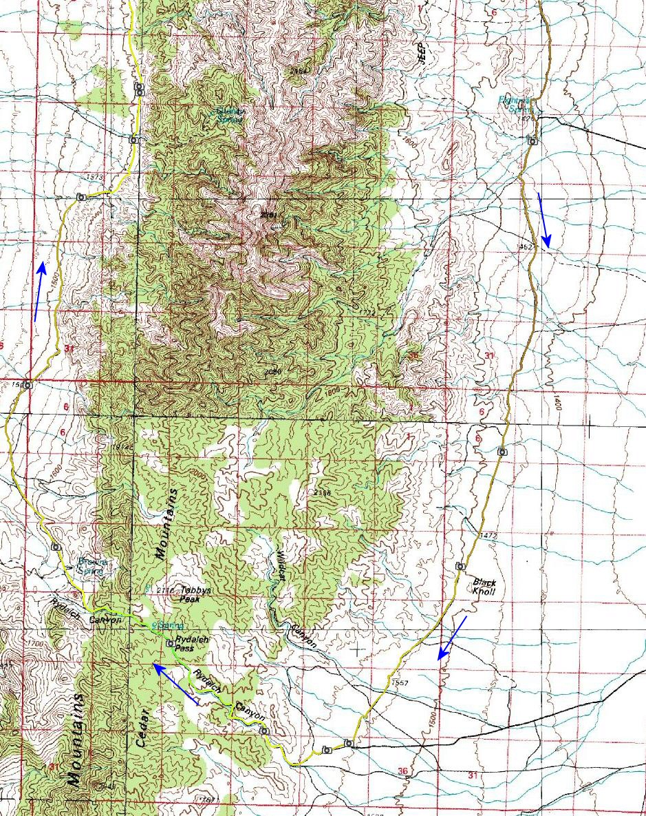 Cedar Mountains Utah Map Cedar Mountains loop
