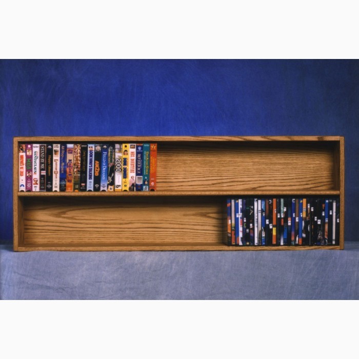 Solid Oak Wall Or Shelf Mount DVD/Vhs Tape/Book