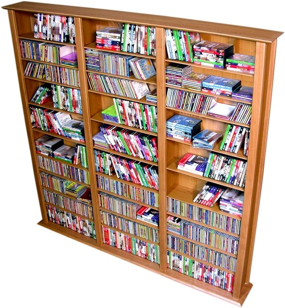 Media Storage TowerTall Triple oak