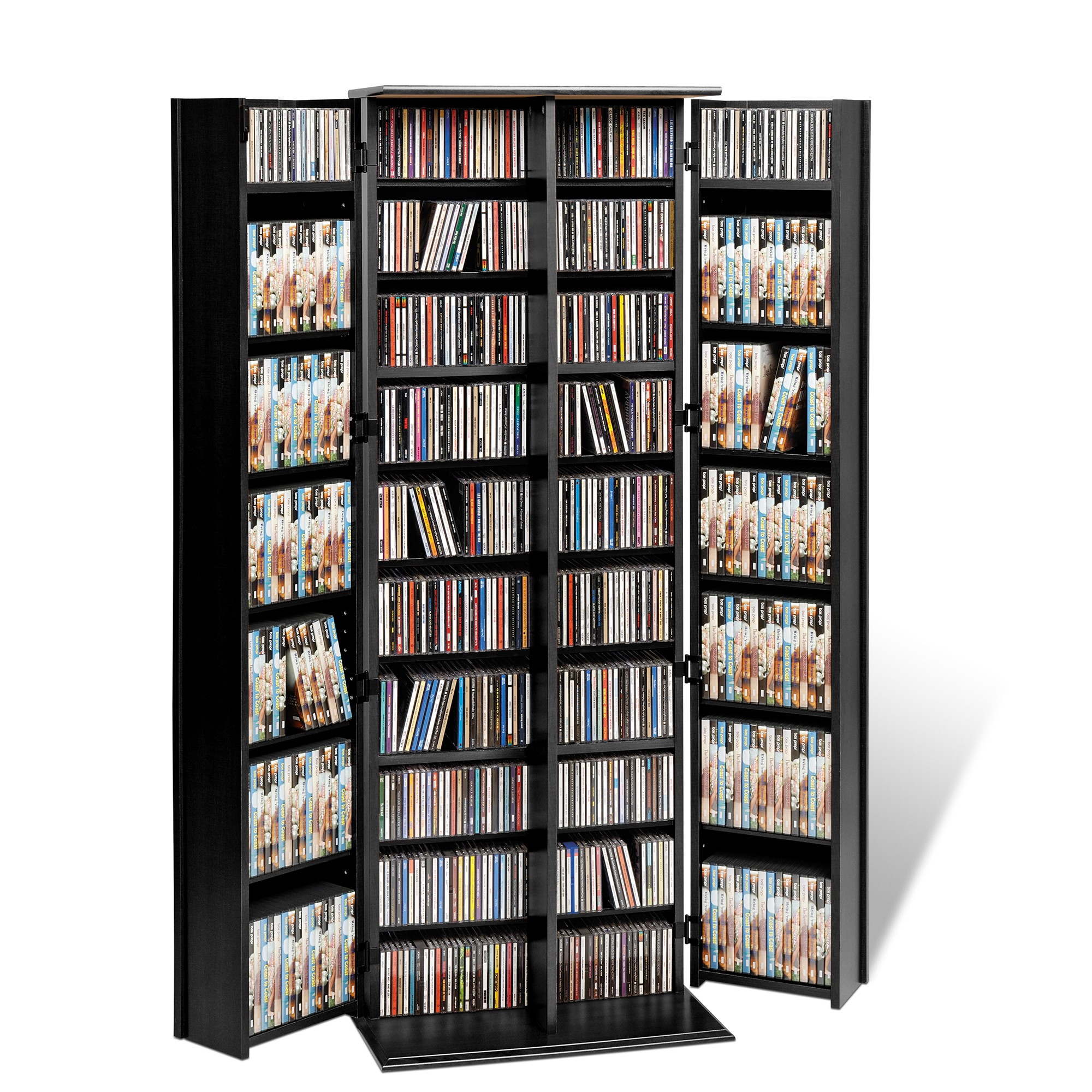 Black Grande Locking Media Storage with Shaker Doors