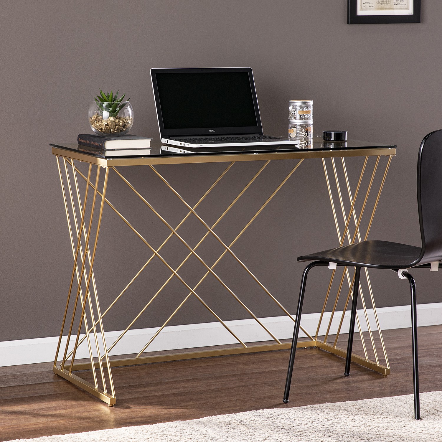Dezby Modern GlassTop Desk Southern Enterprises, Inc. HO1143837