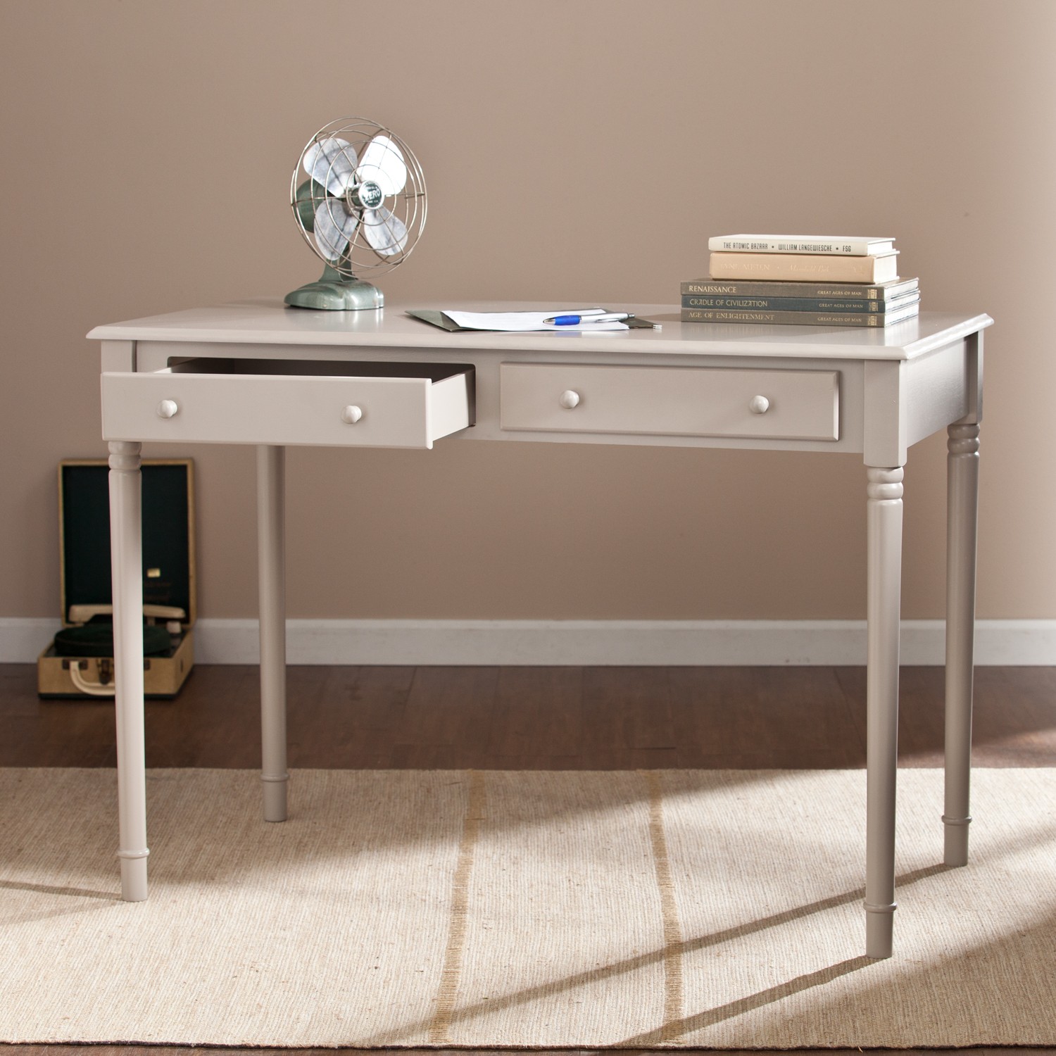 Janice 2Drawer Writing Desk Gray