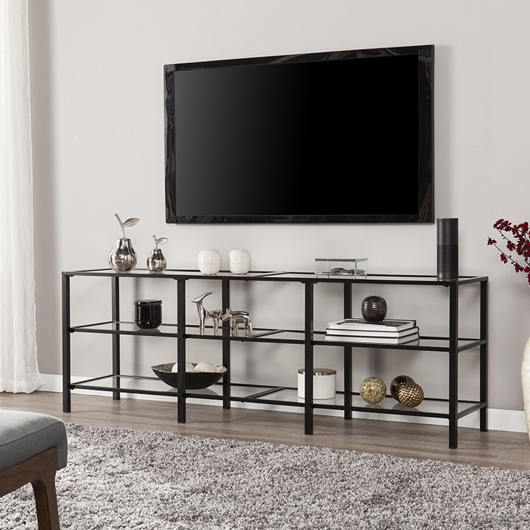 Tyler Metal/Glass TV Stand Transitional Style Black
